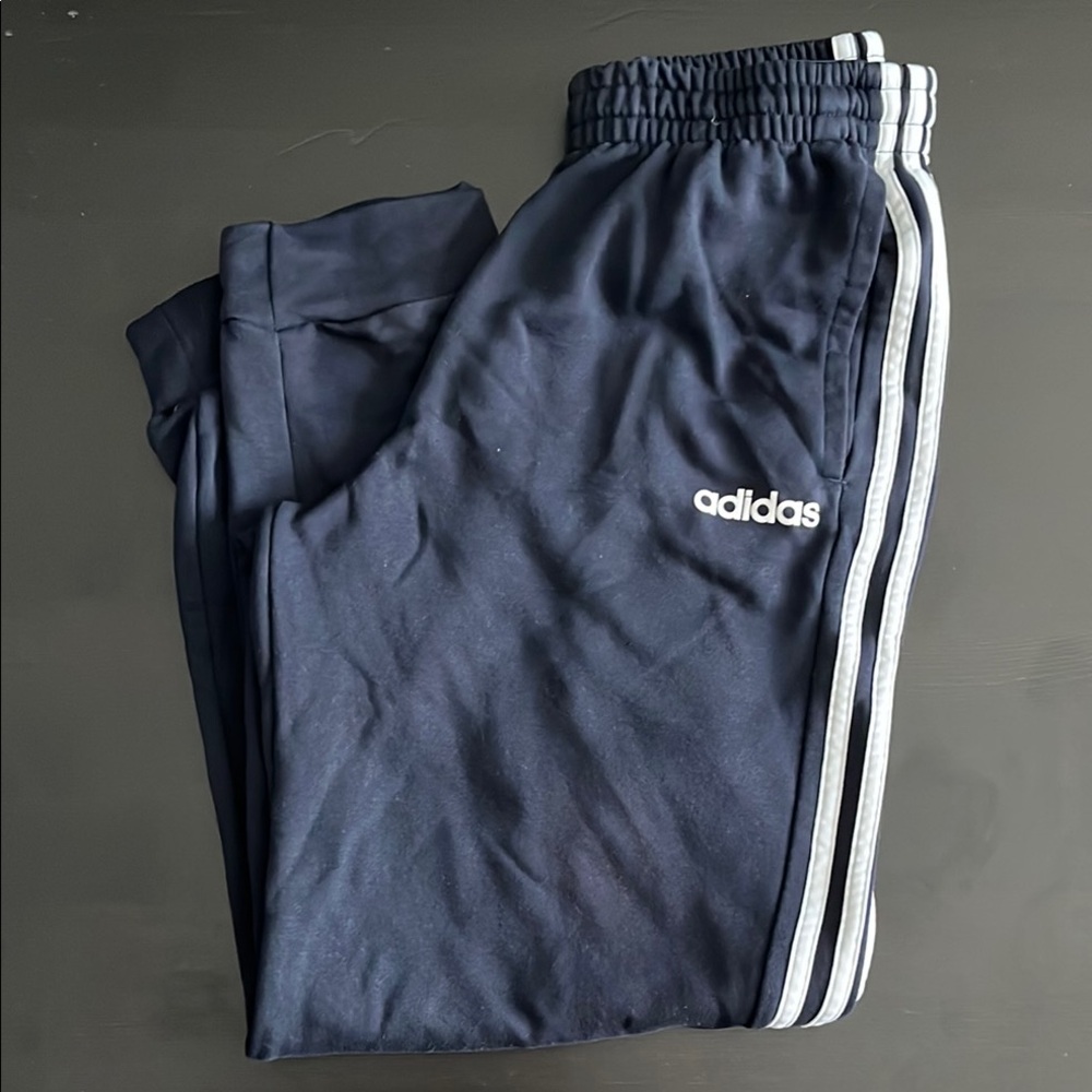 Adidas Navy Blue cropped jogger sweats sz M elastic waist